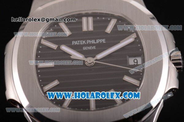 Patek Philippe Nautilus Miyota 9015 Automatic Full Steel with White Stick Markers and Black Dial - Click Image to Close